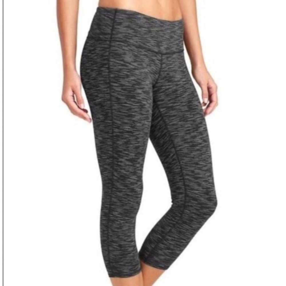 Athleta Energy Chaturanga Black Space Dye Cropped Legging Pant XS
